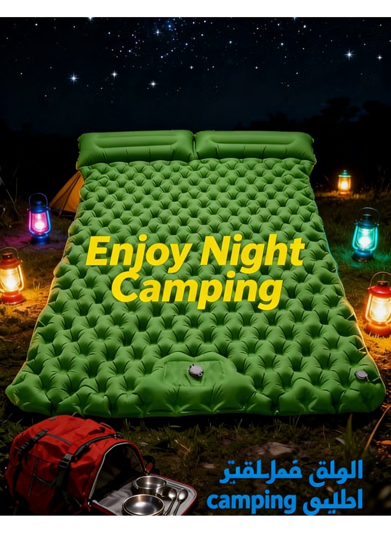 TOP ONE Double camping sleeping mat | Ultralight camping mat | With pillow | Built-in foot pump | Inflatable sleeping mat |camping bed、camping mattress、camping mat、sleeping pad| Lightweight and portable | Suitable for camping | Backpacking | Hiking | Tent camping. - Image 3